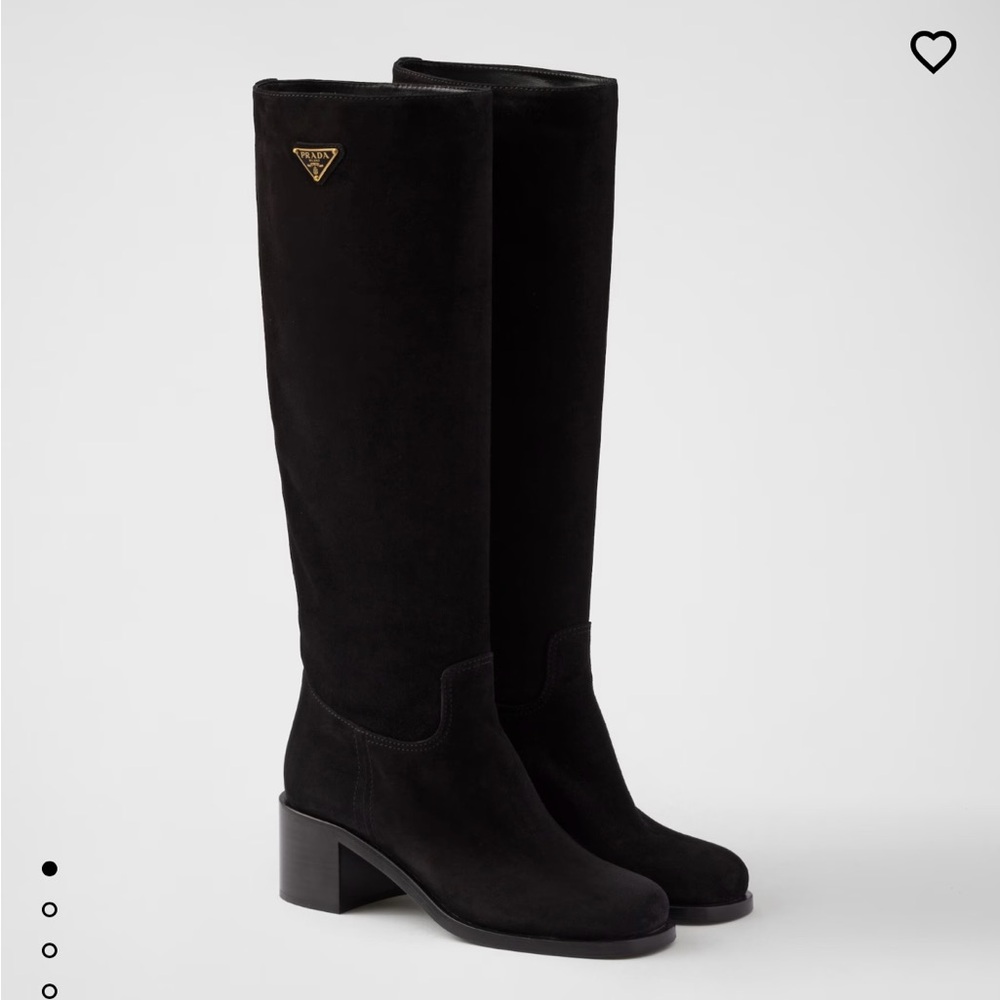 Prada Women's Knee High Suede Black Boots